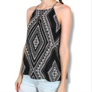 Old Navy Black & White Geometric High Neck Tank | Size Medium